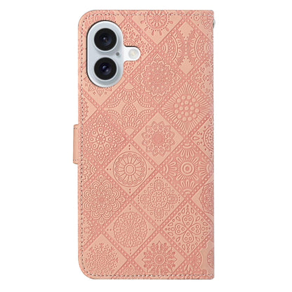 For iPhone 16 Plus Ethnic Style Embossed Pattern Leather Phone Case(Pink) - iPhone 16 Plus Cases by buy2fix | Online Shopping UK | buy2fix