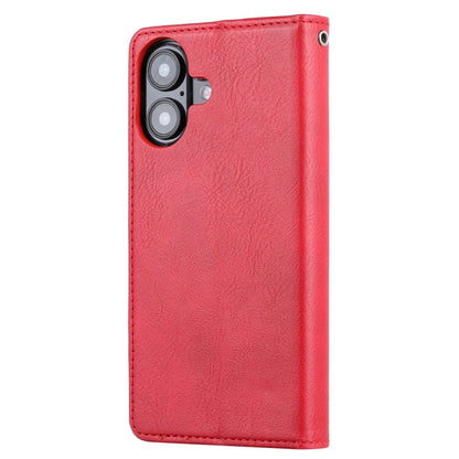 For iPhone 16 Knead Skin Texture Flip Leather Phone Case(Red) - iPhone 16 Cases by buy2fix | Online Shopping UK | buy2fix