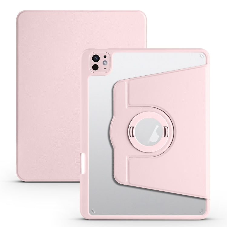 For iPad Pro 11 2024 Acrylic 360 Rotation Detachable Leather Tablet Case(Sand Pink) - iPad Pro 11 2024 Cases by buy2fix | Online Shopping UK | buy2fix