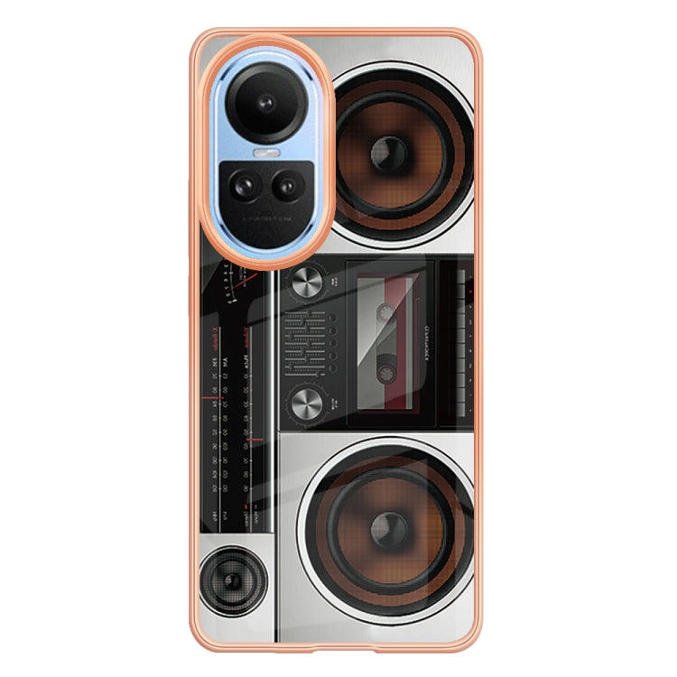 For OPPO Reno10 5G Global Electroplating Marble Dual-side IMD Phone Case(Retro Radio) - OPPO Cases by buy2fix | Online Shopping UK | buy2fix