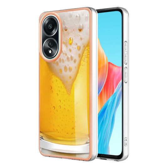 For OPPO A58 4G Electroplating Marble Dual-side IMD Phone Case(Draft Beer) - OPPO Cases by buy2fix | Online Shopping UK | buy2fix