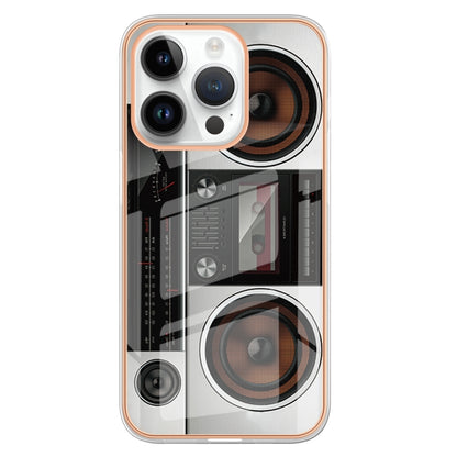 For iPhone 16 Pro Electroplating Marble Dual-side IMD Phone Case(Retro Radio) - iPhone 16 Pro Cases by buy2fix | Online Shopping UK | buy2fix