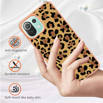 For Xiaomi 11 Lite Electroplating Marble Dual-side IMD Phone Case(Leopard Print) - Xiaomi Cases by buy2fix | Online Shopping UK | buy2fix