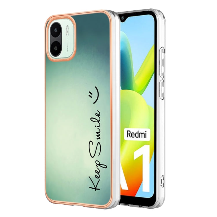 For Xiaomi Redmi A1 Electroplating Marble Dual-side IMD Phone Case(Smile) - Xiaomi Cases by buy2fix | Online Shopping UK | buy2fix