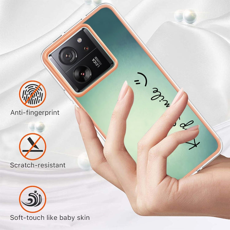 For Xiaomi 13T/13T Pro Electroplating Marble Dual-side IMD Phone Case(Smile) - Xiaomi Cases by buy2fix | Online Shopping UK | buy2fix