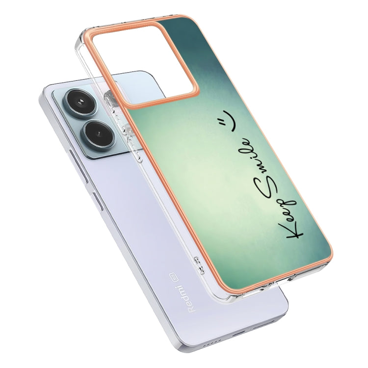 For Xiaomi Redmi Note 13 Pro 5G Global Electroplating Marble Dual-side IMD Phone Case(Smile) - Note 13 Pro Cases by buy2fix | Online Shopping UK | buy2fix