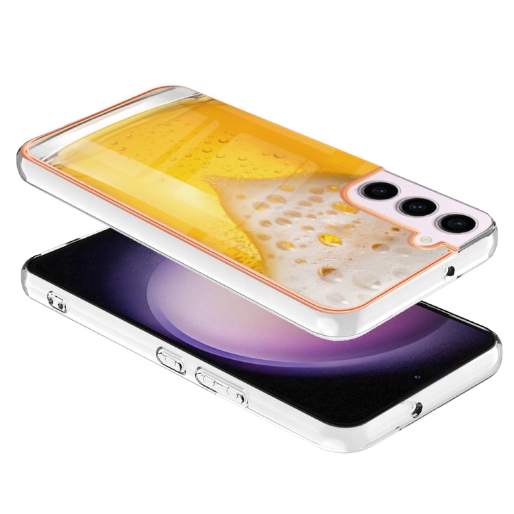 For Samsung Galaxy S22 5G Electroplating Marble Dual-side IMD Phone Case(Draft Beer) - Galaxy S22 5G Cases by buy2fix | Online Shopping UK | buy2fix