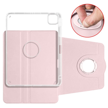 For iPad Air 13 2024 Clear Acrylic 360 Rotation Detachable Leather Tablet Case(Pink) - iPad Air 13 2024 Cases by buy2fix | Online Shopping UK | buy2fix