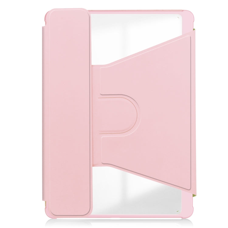 For Samsung Galaxy Tab S9+ 360 Rotation Transparent Smart Leather Case with Keyboard(Pink) - Galaxy Tab S9+ Cases by buy2fix | Online Shopping UK | buy2fix