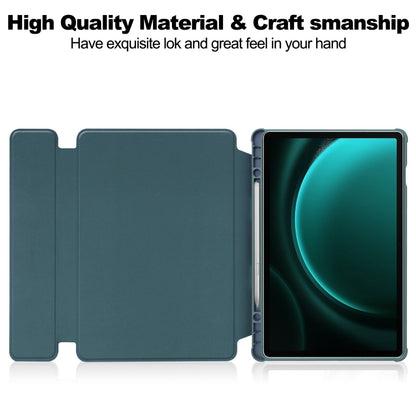 For Samsung Galaxy Tab S9 FE+ 360 Rotation Transparent Smart Leather Case with Keyboard(Dark Green) - Galaxy Tab S9 FE+ by buy2fix | Online Shopping UK | buy2fix