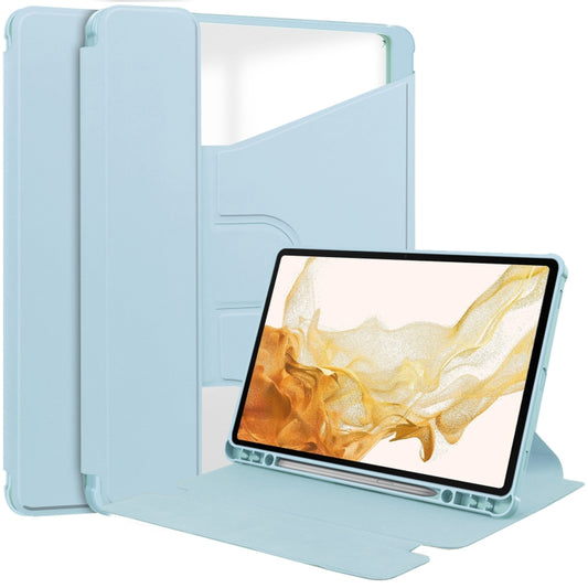 For Samsung Galaxy Tab S9 360 Rotation Transparent Smart Leather Case(Sky Blue) - Galaxy Tab S9 Cases by buy2fix | Online Shopping UK | buy2fix