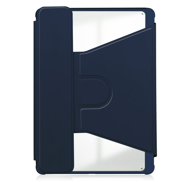 For Samsung Galaxy Tab S9 360 Rotation Transparent Smart Leather Case(Dark Blue) - Galaxy Tab S9 Cases by buy2fix | Online Shopping UK | buy2fix