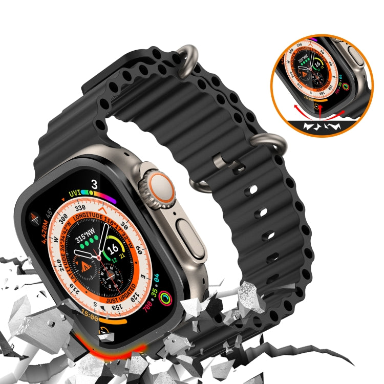 For Apple Watch Ultra 49mm Aluminum Alloy Frame Integrated Tempered Film(Black) - Others by buy2fix | Online Shopping UK | buy2fix