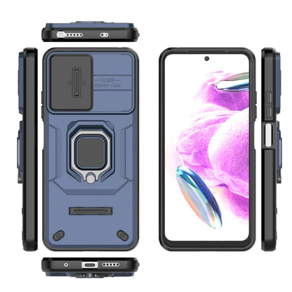 For Xiaomi Redmi Note 12S 4G Global Sliding Camshield TPU + PC Shockproof Phone Case with Holder(Blue) - Xiaomi Cases by buy2fix | Online Shopping UK | buy2fix