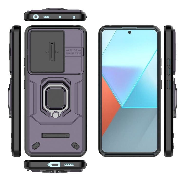 For Xiaomi Redmi Note 13 Pro 5G Sliding Camshield TPU + PC Shockproof Phone Case with Holder(Purple) - Note 13 Pro Cases by buy2fix | Online Shopping UK | buy2fix