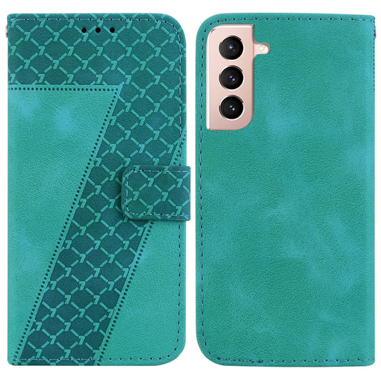 For Samsung Galaxy S21 5G 7-shaped Embossed Leather Phone Case(Green) - Galaxy S21 5G Cases by buy2fix | Online Shopping UK | buy2fix