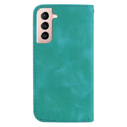 For Samsung Galaxy S21+ 5G 7-shaped Embossed Leather Phone Case(Green) - Galaxy S21+ 5G Cases by buy2fix | Online Shopping UK | buy2fix