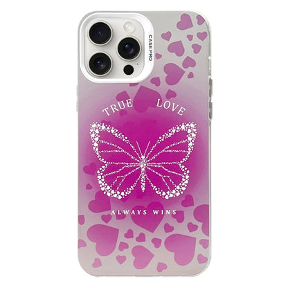 For iPhone 16 Pro Electroplated Silver Series PC Protective Phone Case(Pink Butterfly) - iPhone 16 Pro Cases by buy2fix | Online Shopping UK | buy2fix