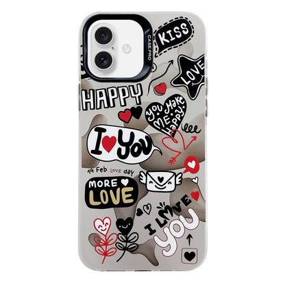 For iPhone 16 Plus Electroplated Silver Series PC Protective Phone Case(Love Writing) - iPhone 16 Plus Cases by buy2fix | Online Shopping UK | buy2fix