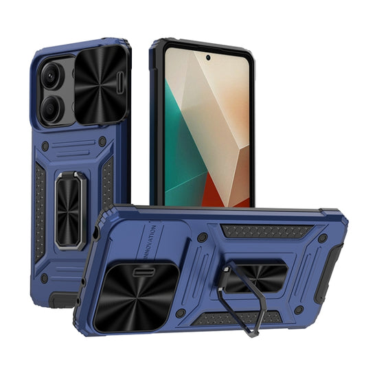 For Xiaomi Redmi Note 13 5G Camshield Robot TPU Hybrid PC Phone Case(Blue) - Note 13 Cases by buy2fix | Online Shopping UK | buy2fix