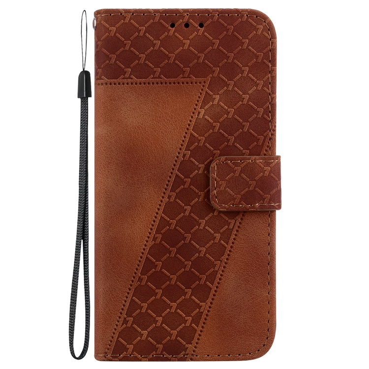 For OPPO Reno 11 Pro 5G Global 7-shaped Embossed Leather Phone Case(Brown) - Reno11 Pro Cases by buy2fix | Online Shopping UK | buy2fix