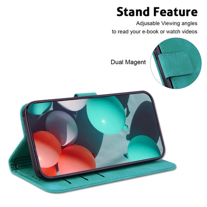 For OPPO A60 4G 7-shaped Embossed Leather Phone Case(Green) - OPPO Cases by buy2fix | Online Shopping UK | buy2fix