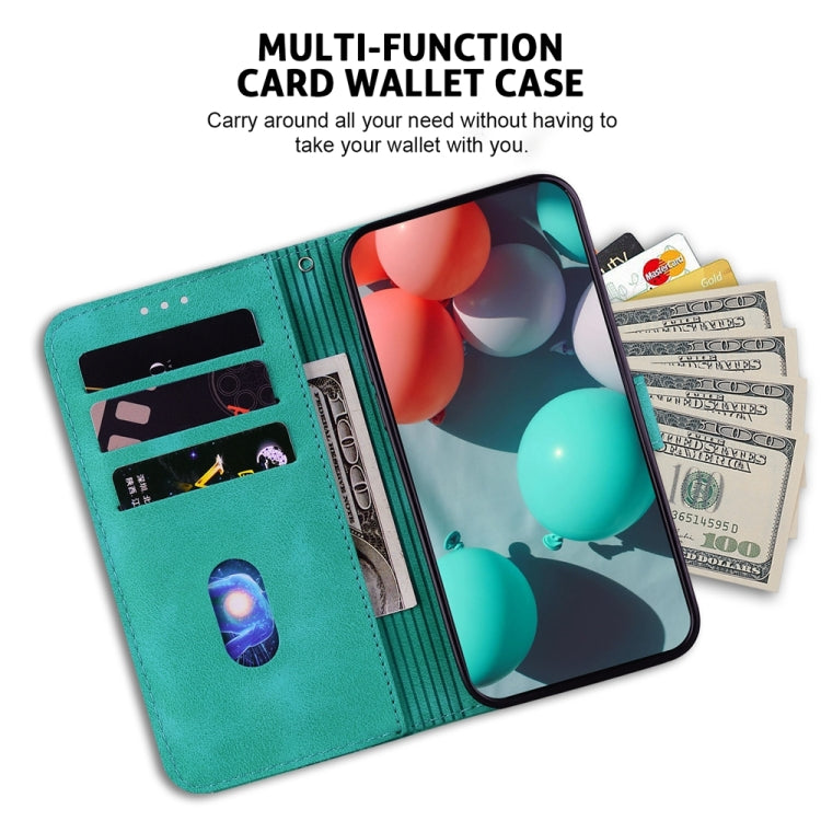 For Xiaomi Redmi Note 13 Pro+ 5G 7-shaped Embossed Leather Phone Case(Green) - Note 13 Pro+ Cases by buy2fix | Online Shopping UK | buy2fix