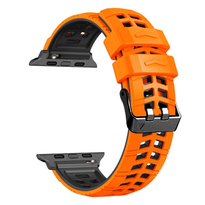 For Apple Watch Series 9 41mm Twill Dual-row Buckle Silicone Watch Band(Orange Black) - Watch Bands by buy2fix | Online Shopping UK | buy2fix