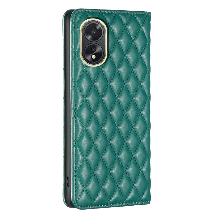 For OPPO A38 4G Diamond Lattice Magnetic Leather Flip Phone Case(Green) - A38 Cases by buy2fix | Online Shopping UK | buy2fix