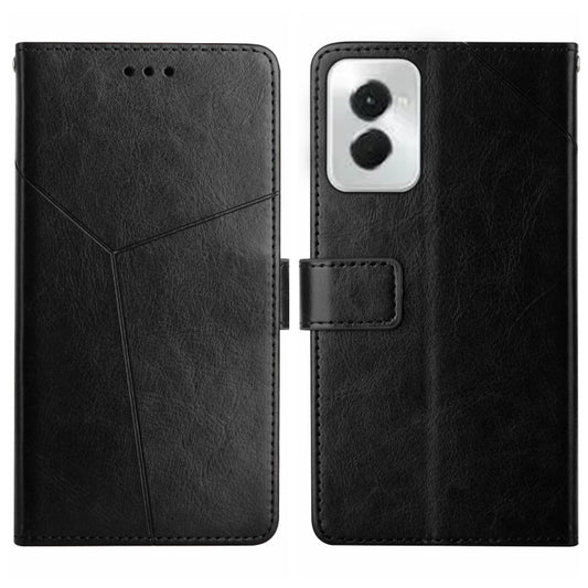 For Motorola Moto G Power 5G 2024 HT01 Y-shaped Pattern Flip Leather Phone Case(Black) - Motorola Cases by buy2fix | Online Shopping UK | buy2fix