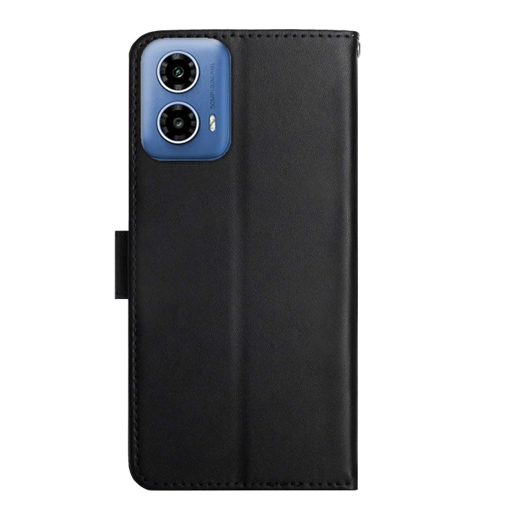 For Motorola Moto G04 / G24 Genuine Leather Fingerprint-proof Horizontal Flip Phone Case(Black) - Motorola Cases by buy2fix | Online Shopping UK | buy2fix