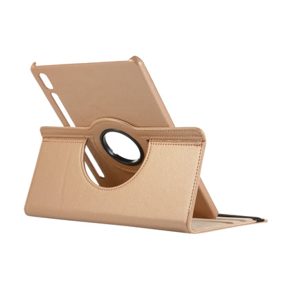 For Samsung Galaxy Tab S9+ 360 Degrees Rotation Holder Litchi Texture Leather Tablet Case(Golden) - Galaxy Tab S9+ Cases by buy2fix | Online Shopping UK | buy2fix