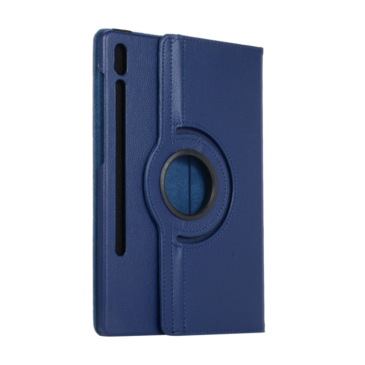 For Samsung Galaxy Tab S9 Ultra 360 Degrees Rotation Holder Litchi Texture Leather Tablet Case(Blue) - Galaxy Tab S9 Ultra Cases by buy2fix | Online Shopping UK | buy2fix