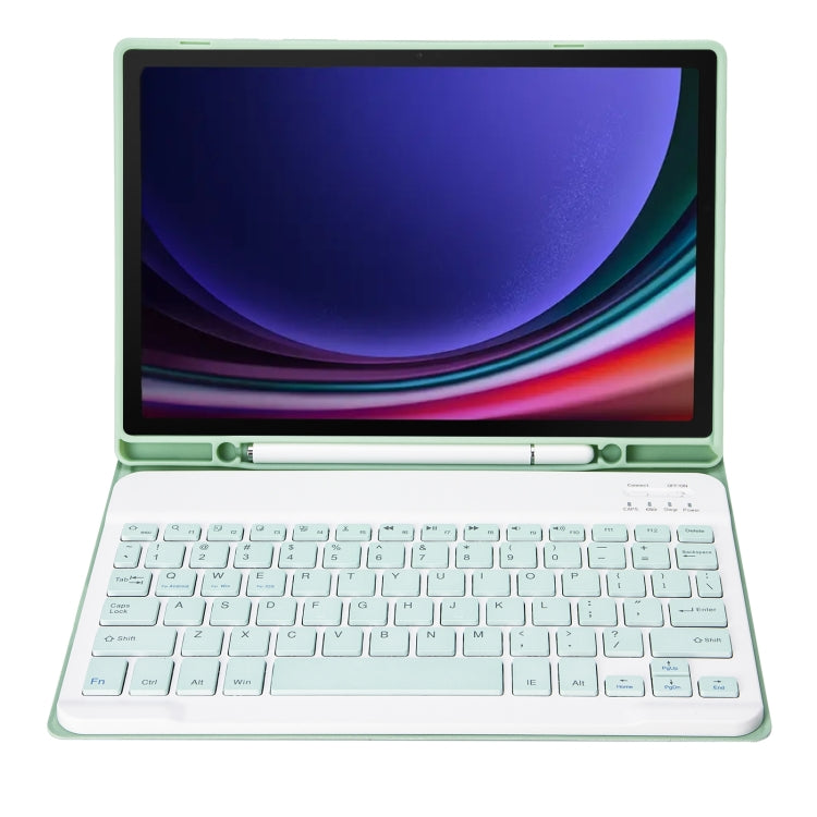 For Samsung Galaxy Tab S9 FE A710B Candy Color TPU Bluetooth Keyboard Leather Tablet Case with Pen Holder(Light Green) - Samsung Keyboard by buy2fix | Online Shopping UK | buy2fix