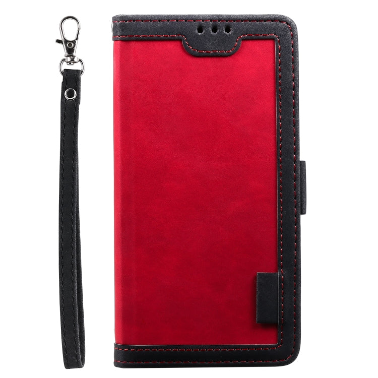 For iPhone 16 Retro Splicing Horizontal Flip Leather Phone Case(Red) - iPhone 16 Cases by buy2fix | Online Shopping UK | buy2fix