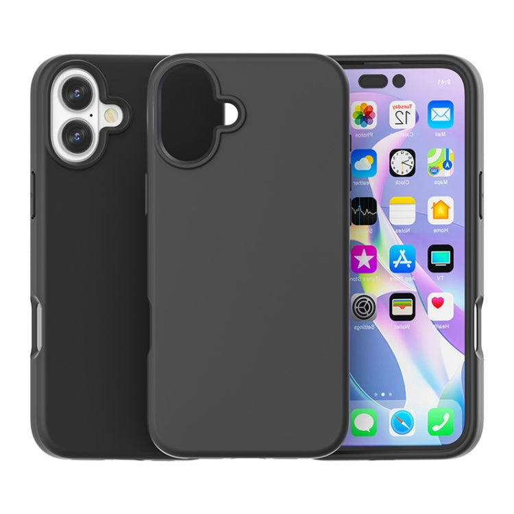 For iPhone 16 Plus Rubber Oil Surface Solid Color Phone Case(Black) - iPhone 16 Plus Cases by buy2fix | Online Shopping UK | buy2fix