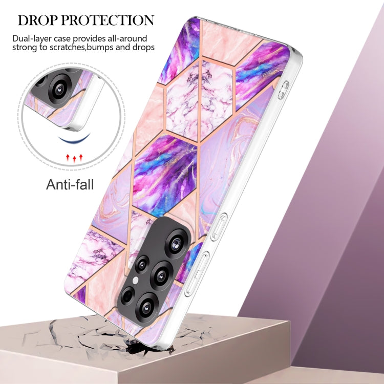 For Samsung Galaxy S25 Ultra 5G Electroplating Splicing Marble TPU Phone Case(Light Purple) - Galaxy S25 Ultra 5G Cases by buy2fix | Online Shopping UK | buy2fix