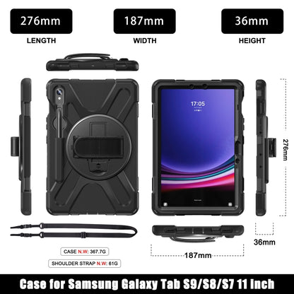 For Samsung Galaxy Tab S9 / S8 / S7 Rotary Handle Grab TPU + PC Tablet Case(Black) - Galaxy Tab S9 Cases by buy2fix | Online Shopping UK | buy2fix