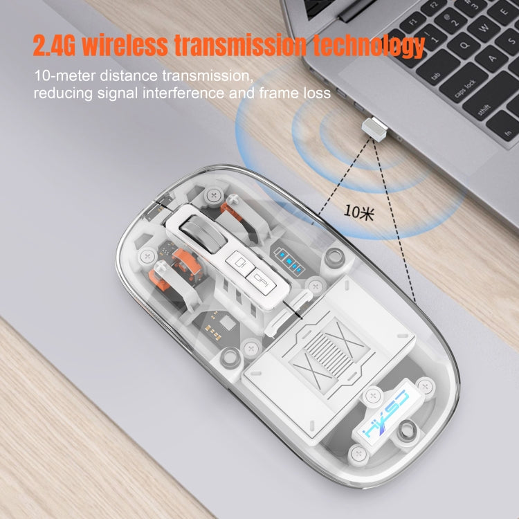 HXSJ T900 Transparent Magnet Three-mode Wireless Gaming Mouse(White) - Wireless Mice by HXSJ | Online Shopping UK | buy2fix