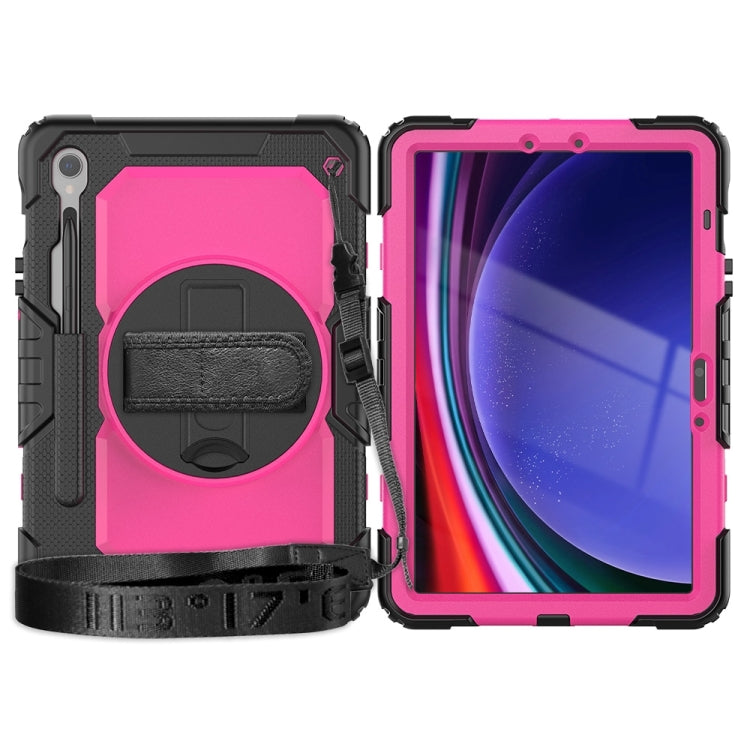 For Samsung Galaxy Tab S9 / S9 FE Silicone + PC Tablet Case(Black+Rose Red) - Galaxy Tab S9 Cases by buy2fix | Online Shopping UK | buy2fix