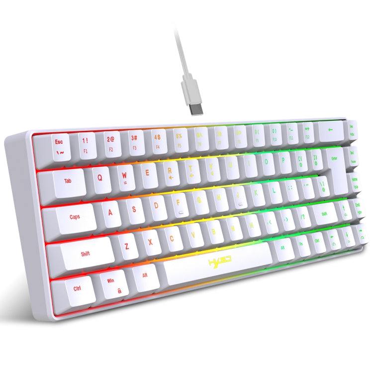 HXSJ V200 Wired RGB Backlit Mechanical Keyboard 68 Key Caps, Cable Length: 1.7m(White) - Wired Keyboard by HXSJ | Online Shopping UK | buy2fix