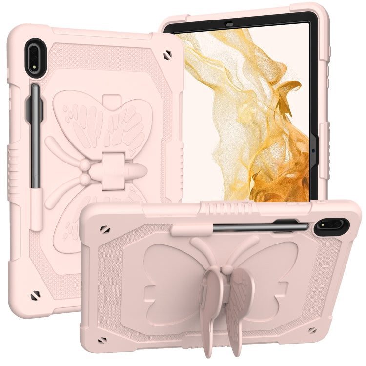 For Samsung Galaxy Tab S9+ Butterfly Kickstand Heavy Duty Hard Rugged Tablet Case(Rose Pink) - Galaxy Tab S9+ Cases by buy2fix | Online Shopping UK | buy2fix