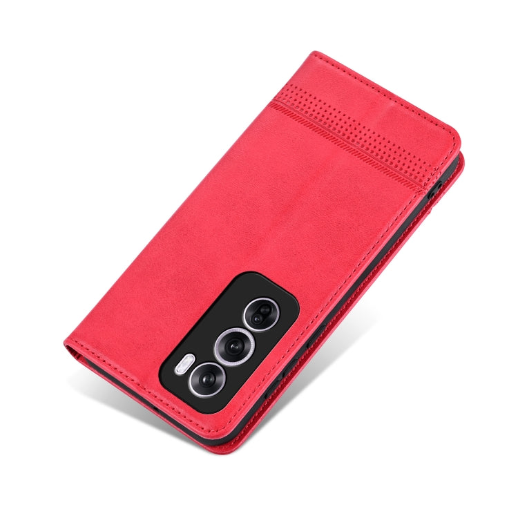 For OPPO Reno12 Global AZNS Magnetic Calf Texture Flip Leather Phone Case(Red) - Reno12 Cases by AZNS | Online Shopping UK | buy2fix