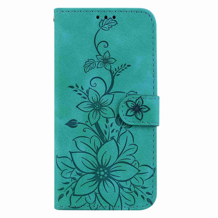 For Honor 90 Lite Lily Embossed Leather Phone Case(Green) - Honor Cases by buy2fix | Online Shopping UK | buy2fix