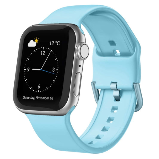 For Apple Watch Series 9 41mm Pin Buckle Silicone Watch Band(Light Blue) - Watch Bands by buy2fix | Online Shopping UK | buy2fix