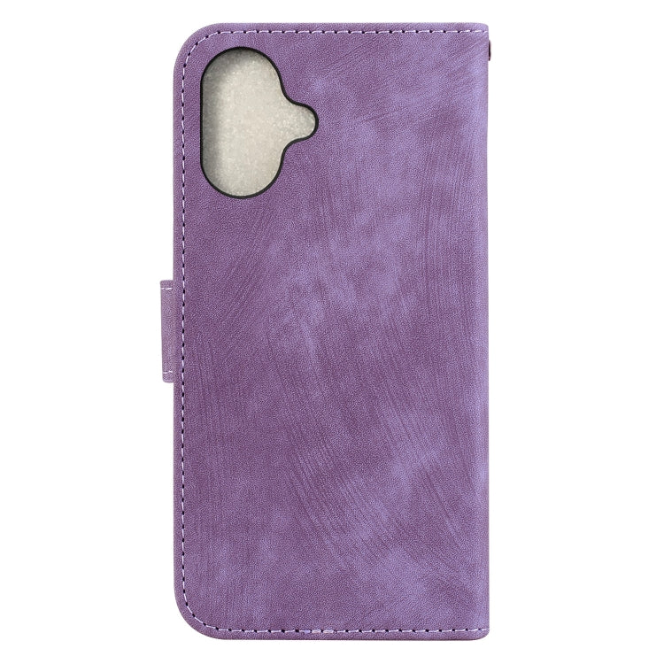 For iPhone 16 Little Tiger Embossed Leather Phone Case(Purple) - iPhone 16 Cases by buy2fix | Online Shopping UK | buy2fix