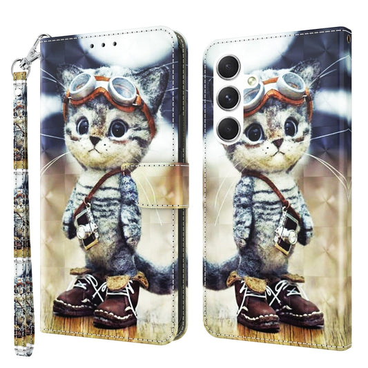 For Samsung Galaxy S24 5G 3D Painted Leather Phone Case(Naughty Cat) - Galaxy S24 5G Cases by buy2fix | Online Shopping UK | buy2fix