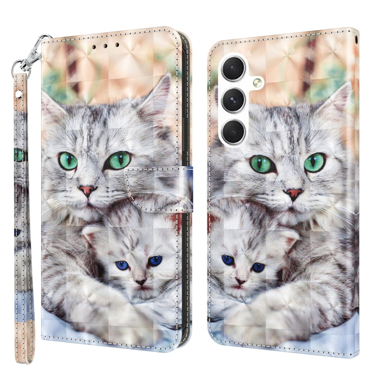 For Samsung Galaxy S24 5G 3D Painted Leather Phone Case(Two Loving Cats) - Galaxy S24 5G Cases by buy2fix | Online Shopping UK | buy2fix