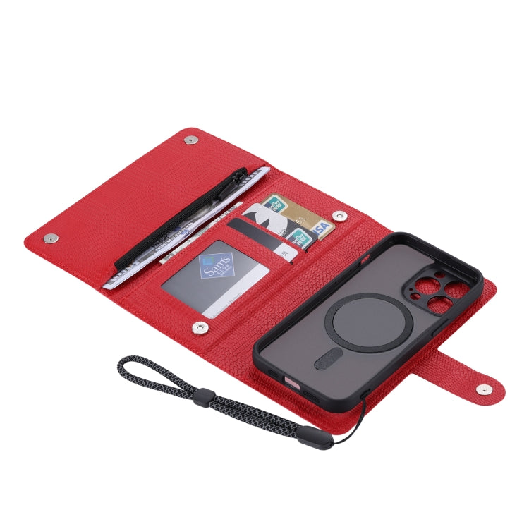 For iPhone 13 Pro Max ViLi GHB Series MagSafe Magnetic Zipper Leather Phone Case(Red) - iPhone 13 Pro Max Cases by ViLi | Online Shopping UK | buy2fix