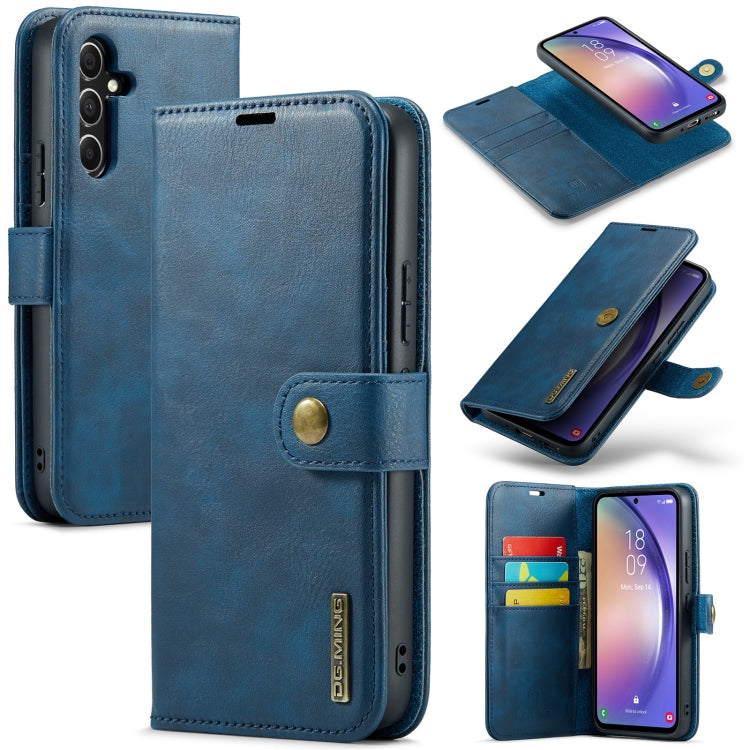 For Samsung Galaxy A35 5G DG.MING Crazy Horse Texture Detachable Magnetic Leather Case(Blue) - Galaxy Phone Cases by DG.MING | Online Shopping UK | buy2fix